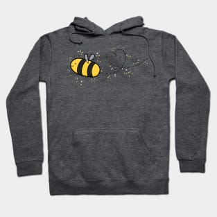 Cute Wholesome Bee doing a Heart Loop Dee Loop, Digital Illustration Hoodie